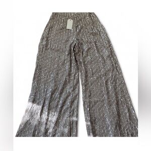 NWT Glamorous Boujee By Together Taupe Wide Leg Sequence Pants